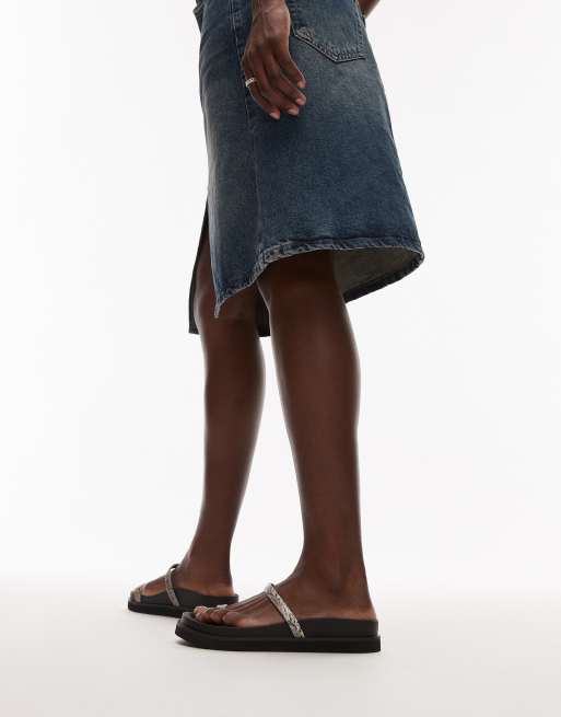 Topshop - Josh - Flade minimalistiske sandaler med slangetekstur, 2 af 4