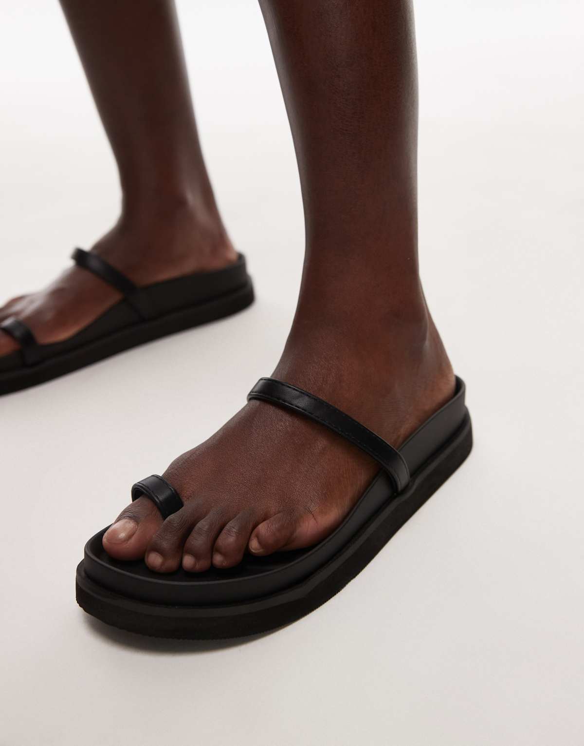Topshop Josh minimal flat sandal in black