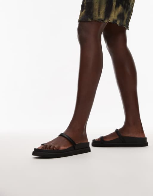 Topshop Josh minimal flat sandal in black, 2 of 4