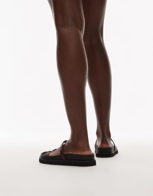 Topshop – Josh – Minimalistische, flache Sandalen in Burgunderrot, 4 von 4