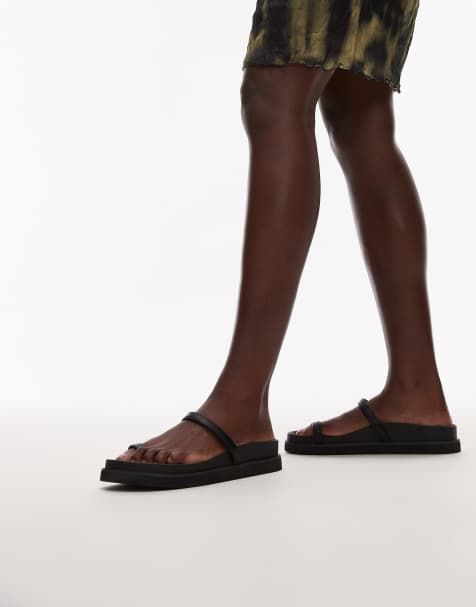 Topshop – Josh – Minimalistische, flache Sandalen in Schwarz - view 1