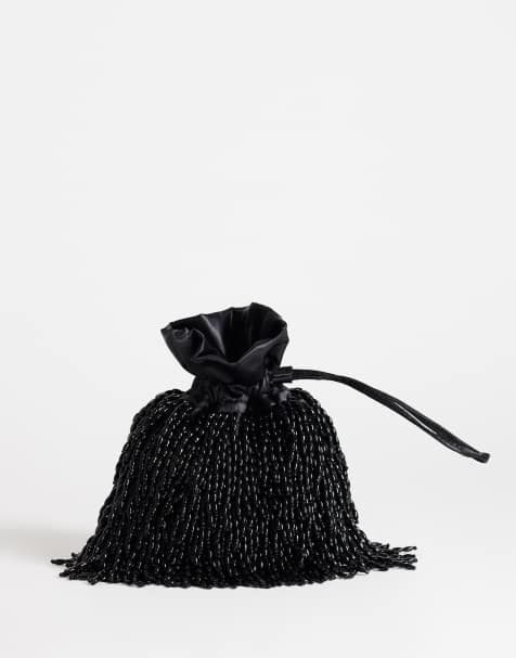 Topshop Josy pequeño bolso de mano tipo pouch con abalorios en negro - view 1