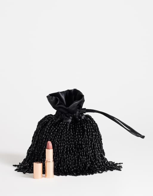 Topshop Josy small beaded pouch grab bag in black, 2 of 4