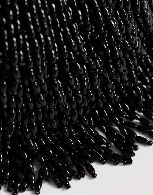 Topshop Josy small beaded pouch grab bag in black, 3 of 4