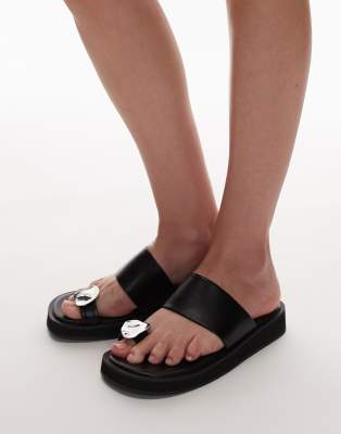 Jules molten toe piece sandals in black