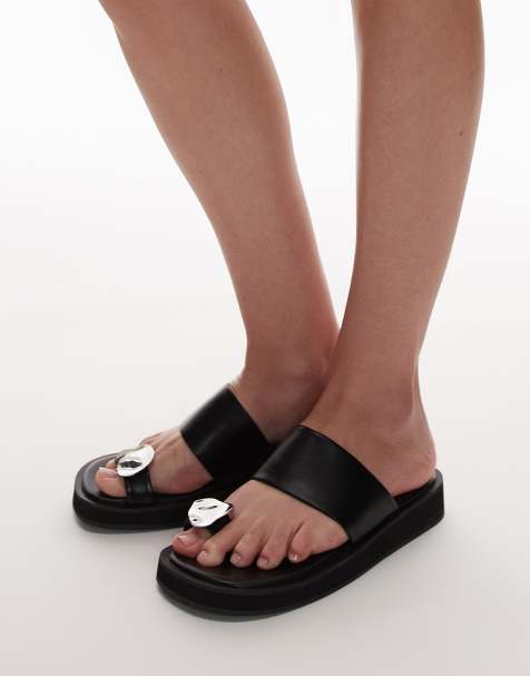 Topshop - Jules - Sandalen met teenstuk in zwart - view 1