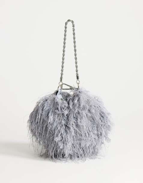Topshop - Juliet - Bolso de mano pequeño gris con flecos - view 1