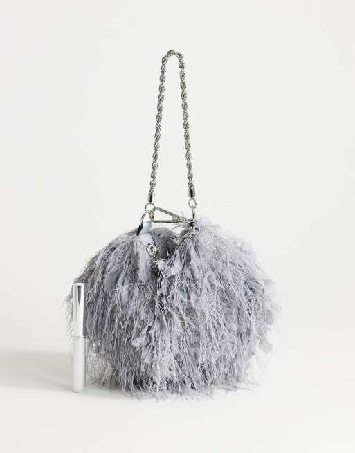 Topshop - Juliet - Bolso de mano pequeño gris con flecos, 2 de 4