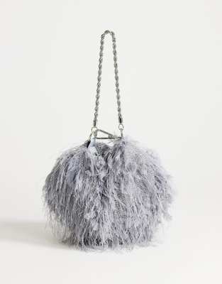 Topshop Juliet fringed grab bag in gray