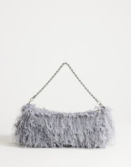 Topshop - Juliet - Grå lille håndtaske med frynser, 3 af 4