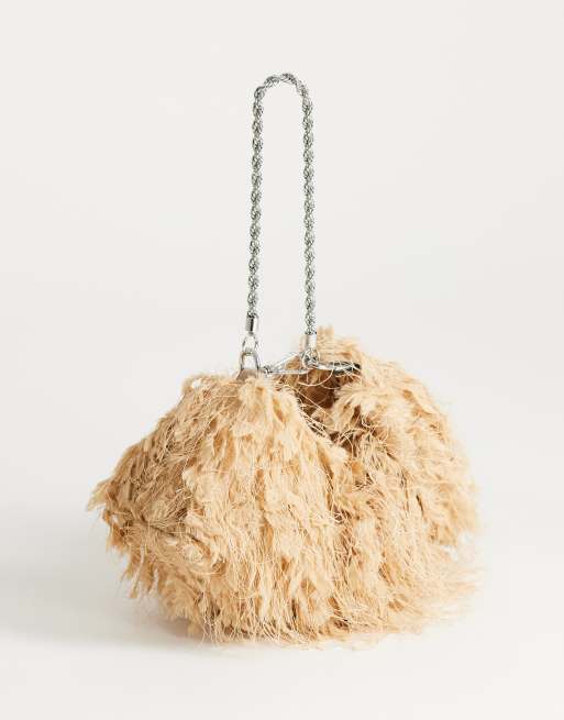 Topshop Juliet small fringed grab bag in champagne, 3 of 4