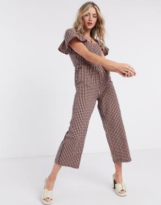 topshop gingham jumpsuit