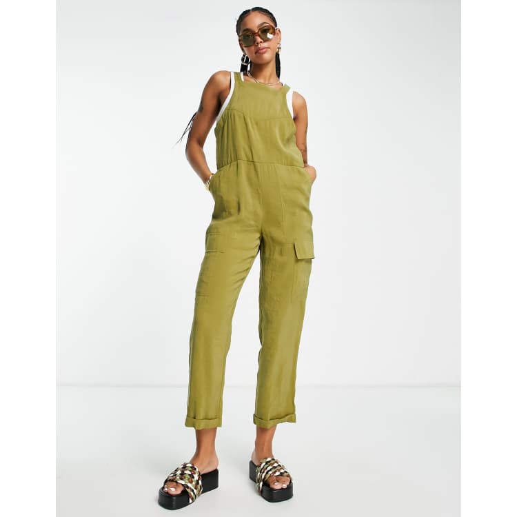 Khaki jumpsuit topshop on sale