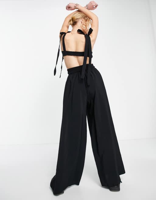 Topshop ‑ Jumpsuit in Schwarz mit Bindeträgern , 3 von 4