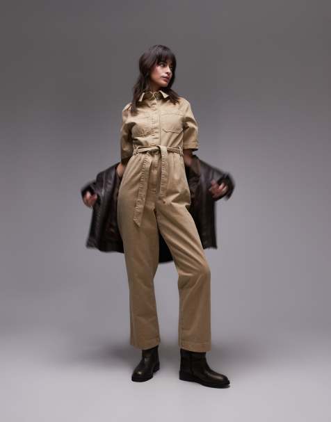 Topshop - Jumpsuit met korte mouwen in stone - view 1