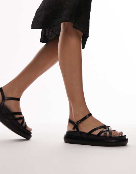 Topshop - Junior - Sandali flatform neri con fascette sottili - view 1