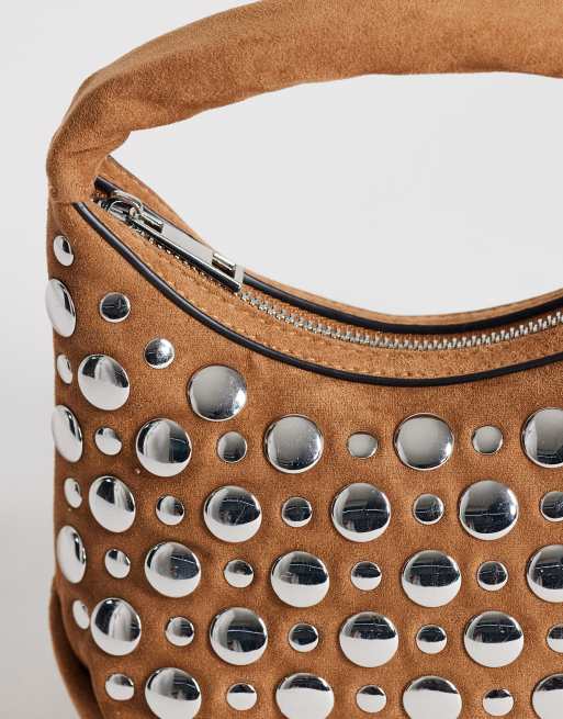 Topshop – Juno – Kleine Handtasche in Hellbraun mit Nietenbesatz, 3 von 4