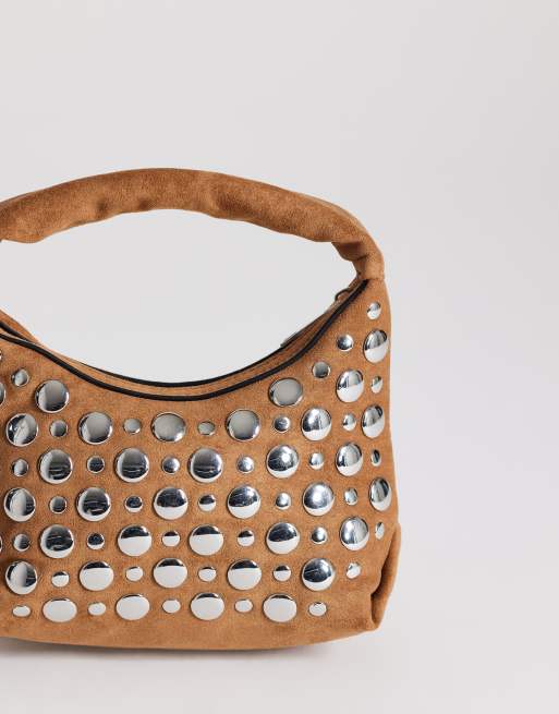 Topshop – Juno – Kleine Handtasche in Hellbraun mit Nietenbesatz, 4 von 4