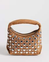 Topshop Juno studded grab bag in tan