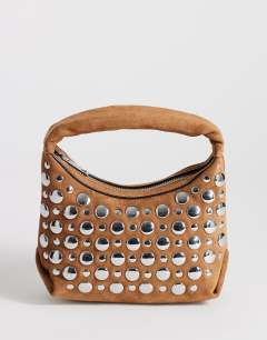 Juno studded grab bag in tan