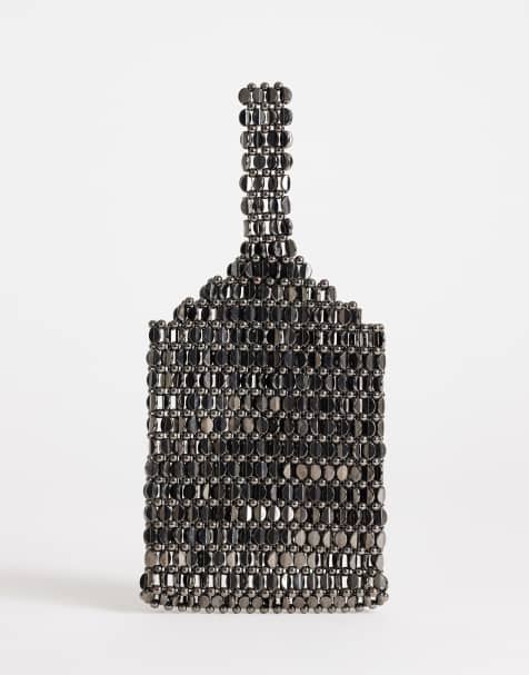 Topshop Junoe small beaded wristlet grab bag in pewter - view 1