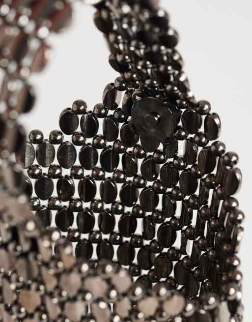 Topshop Junoe small beaded wristlet grab bag in pewter, 2 of 4