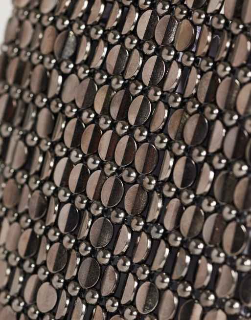 Topshop Junoe small beaded wristlet grab bag in pewter, 4 of 4