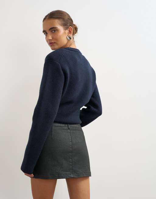 Topshop jupe à basque enduite taille basse ajustée noire, 5 de 5