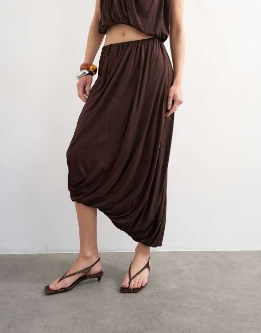 Topshop - Jupe boule drapée - Chocolat, 3 de 5