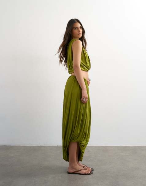 Topshop - Jupe boule drapée - Vert - view 1