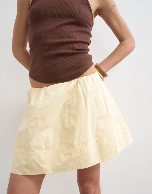 Topshop - Jupe courte en popeline - Babeurre, 3 de 5