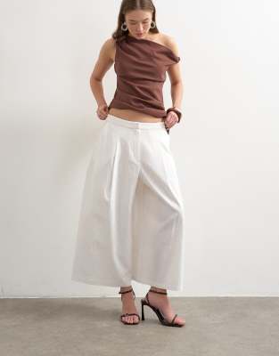Jupe-culotte trapèze en lin - Blanc 34
