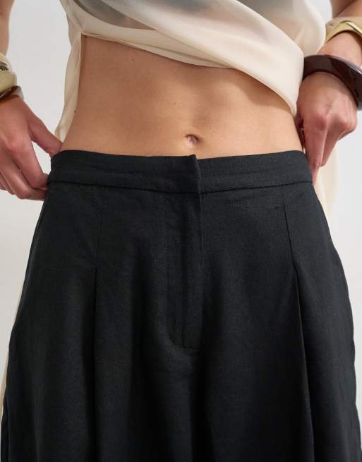 Topshop - Jupe-culotte trapèze en lin mélangé - Noir, 5 de 5