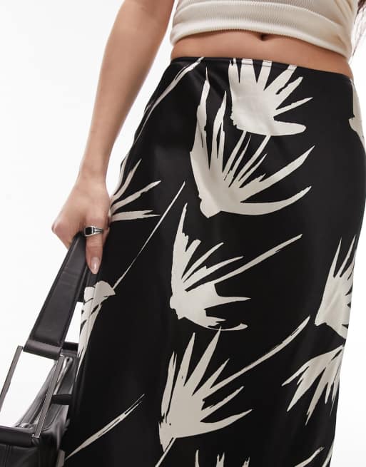 Topshop - Jupe d'ensemble ultra longue à imprimé fleuri - Noir et blanc, 2 de 4