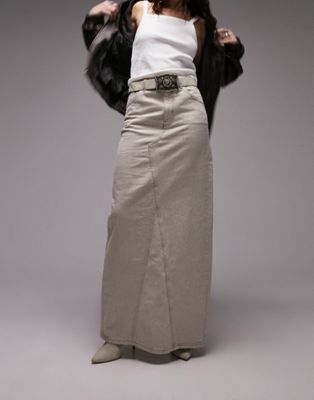 Topshop denim column maxi skirt in ecru - ASOS Price Checker