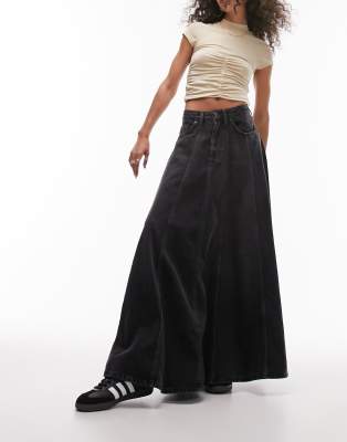Jupe Femme Topshop Noir A-Line Midi Taille 10 Coton/Élasthanne