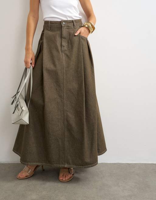 Topshop jupe longue cocon kaki, 2 de 5
