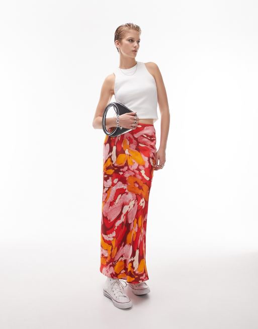 Jupe longue new arrivals orange zara