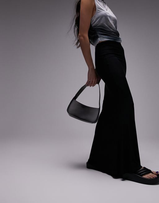 Topshop - Jupe longue double épaisseur en jersey - Noir