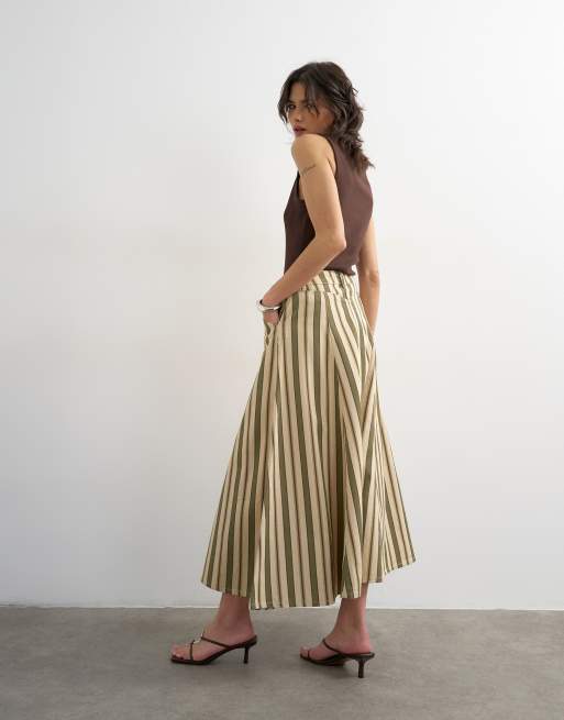 Topshop - Jupe longue en jean évasée à coutures apparentes et rayures, 2 de 5