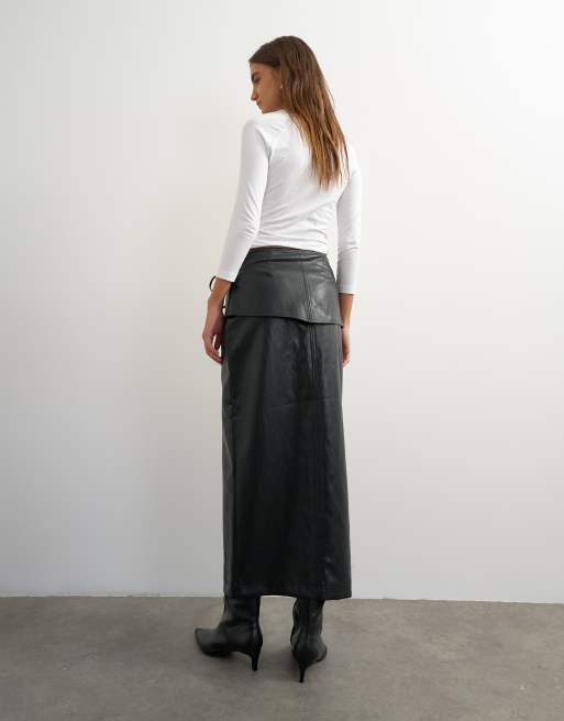 Topshop jupe longue portefeuille à nouer noire, 4 de 5
