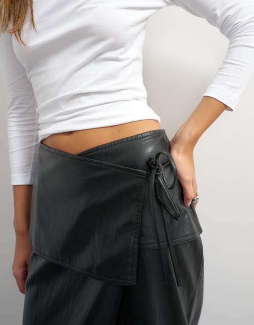 Topshop jupe longue portefeuille à nouer noire, 5 de 5
