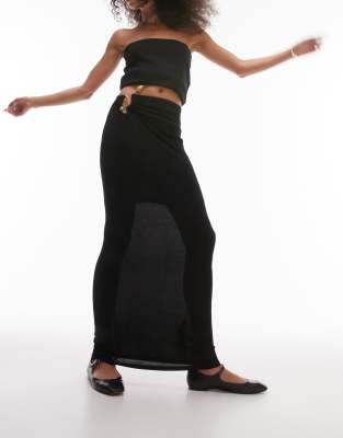 Jupe Midi évasée En Soie Noire - Topshop - Taille UK 8 (FR 38) - Style Satin Léger - Occasion Très Bon état