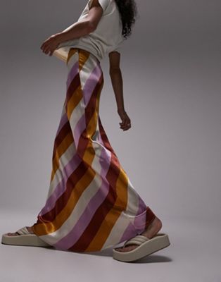 Topshop floor length 70s stripe skirt in multi - ASOS Price Checker
