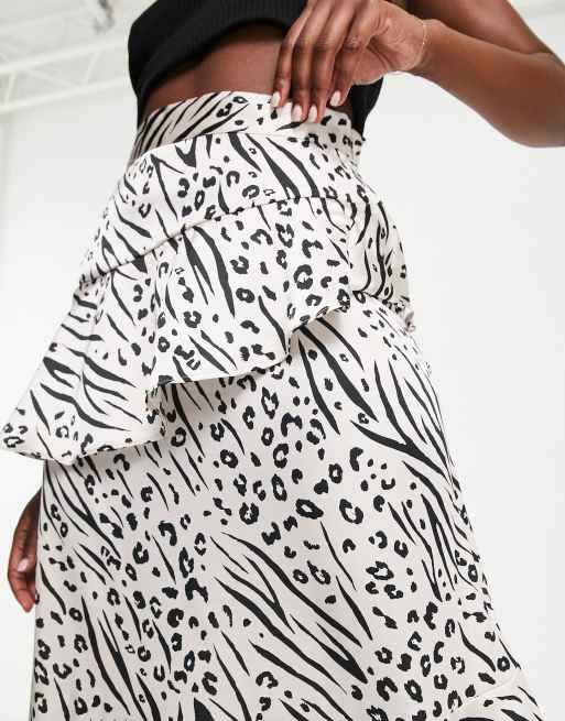 Jupe Courte Topshop Petite à Volants Fleurie - Noir Taille 8 - Occasion
