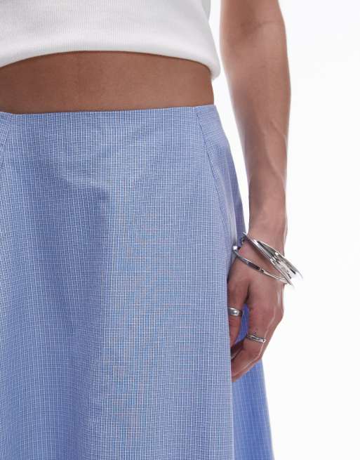 Jupe Topshop à Carreaux Multicolore – Femme Taille 8, Coupe Évasée Hi-Lo