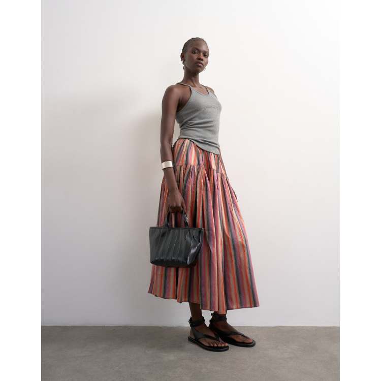 Topshop Curve - Jupe mi-longue en tulle à imprimé floral fondu - Multicolore