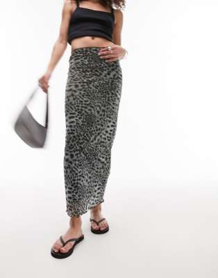 Topshop - Top manches longues en microfibre à imprimé léopard