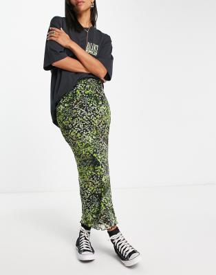 Jupe Longue Topshop Verte - Taille 8, Viscose, Style Maxi (occasion Parfait état)