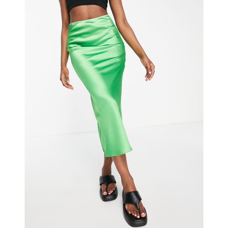 Jupe Topshop Verte Mi-longue - Taille 4 - Fendue Sur Le Côté - Polyester/élasthanne